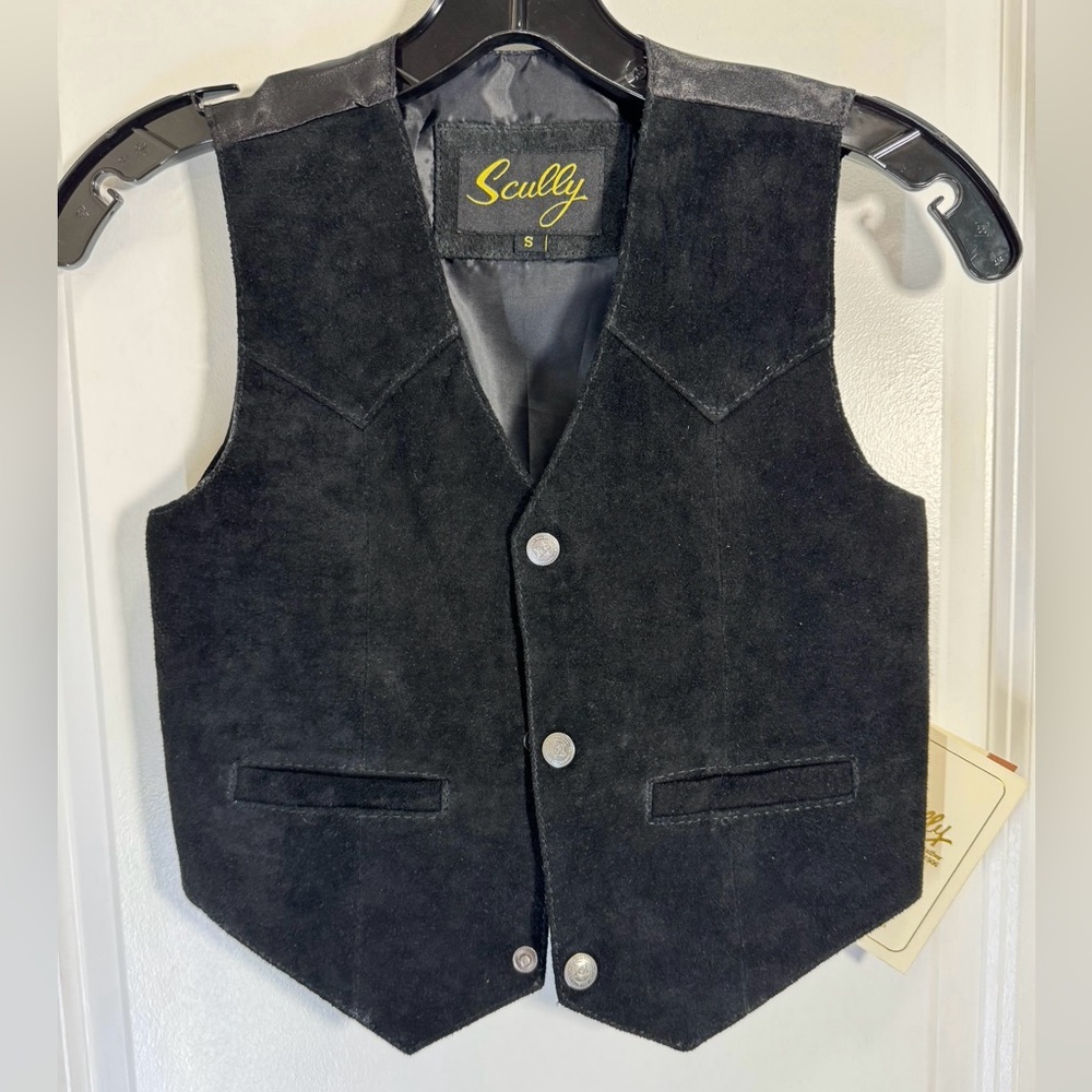 Little Boys Scully Black Satin Back Vest